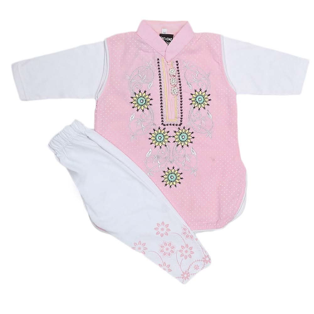 Girls Embroidered Cotton Suit 2 Pcs - Pink, Kids, Girls Sets And Suits, Chase Value, Chase Value