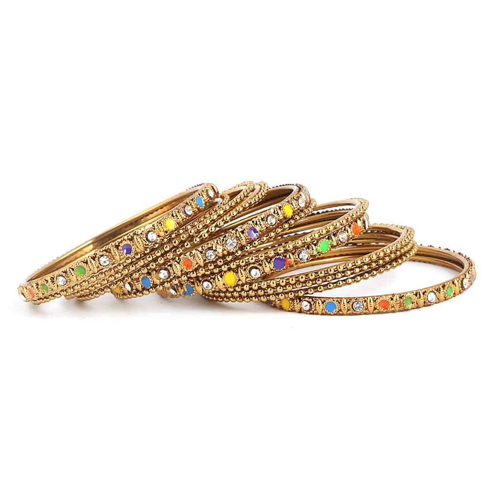 Women's Fancy Bangles 12 Pcs - Golden - test-store-for-chase-value