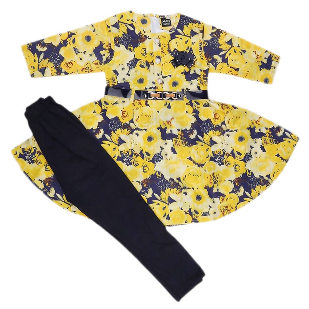 Girls Full Sleeves 2 Piece Suit - Yellow, Kids, Girls Sets And Suits, Chase Value, Chase Value