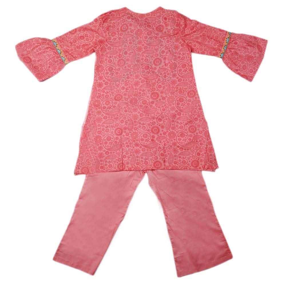Girls Embroidered Cotton Suit 3 Pcs - Pink, Kids, Girls Sets And Suits, Chase Value, Chase Value