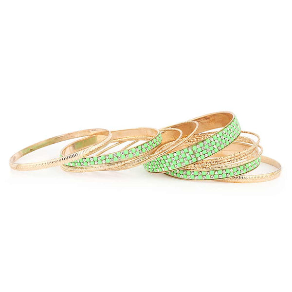 Women's Fancy Bangles 13 Pcs - Green - test-store-for-chase-value