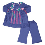 Girls Embroidered Cotton Suit 2 Pcs - Blue, Kids, Girls Sets And Suits, Chase Value, Chase Value
