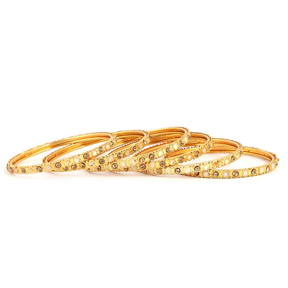 Women's Fancy Bangles 6 Pcs - Golden - test-store-for-chase-value