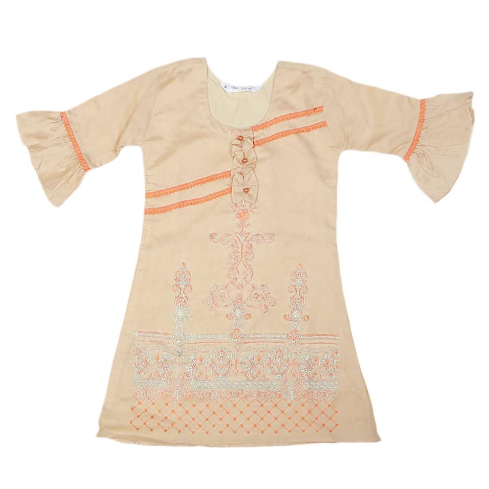 Girls Embroidered Masuri Suit 3 Pcs - Beige, Kids, Girls Sets And Suits, Chase Value, Chase Value