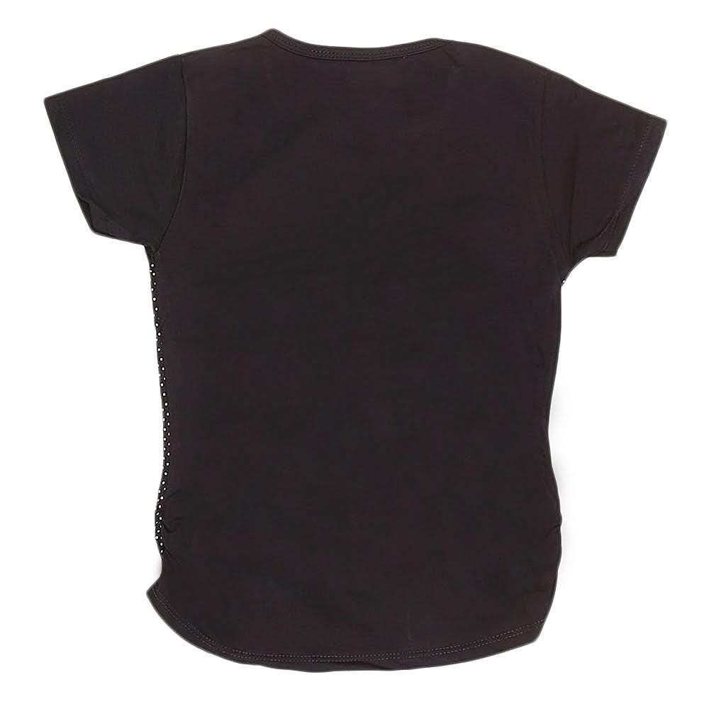 Girls Half Sleeve Embroidered T-Shirt - Black, Kids, Girls T-Shirts, Chase Value, Chase Value