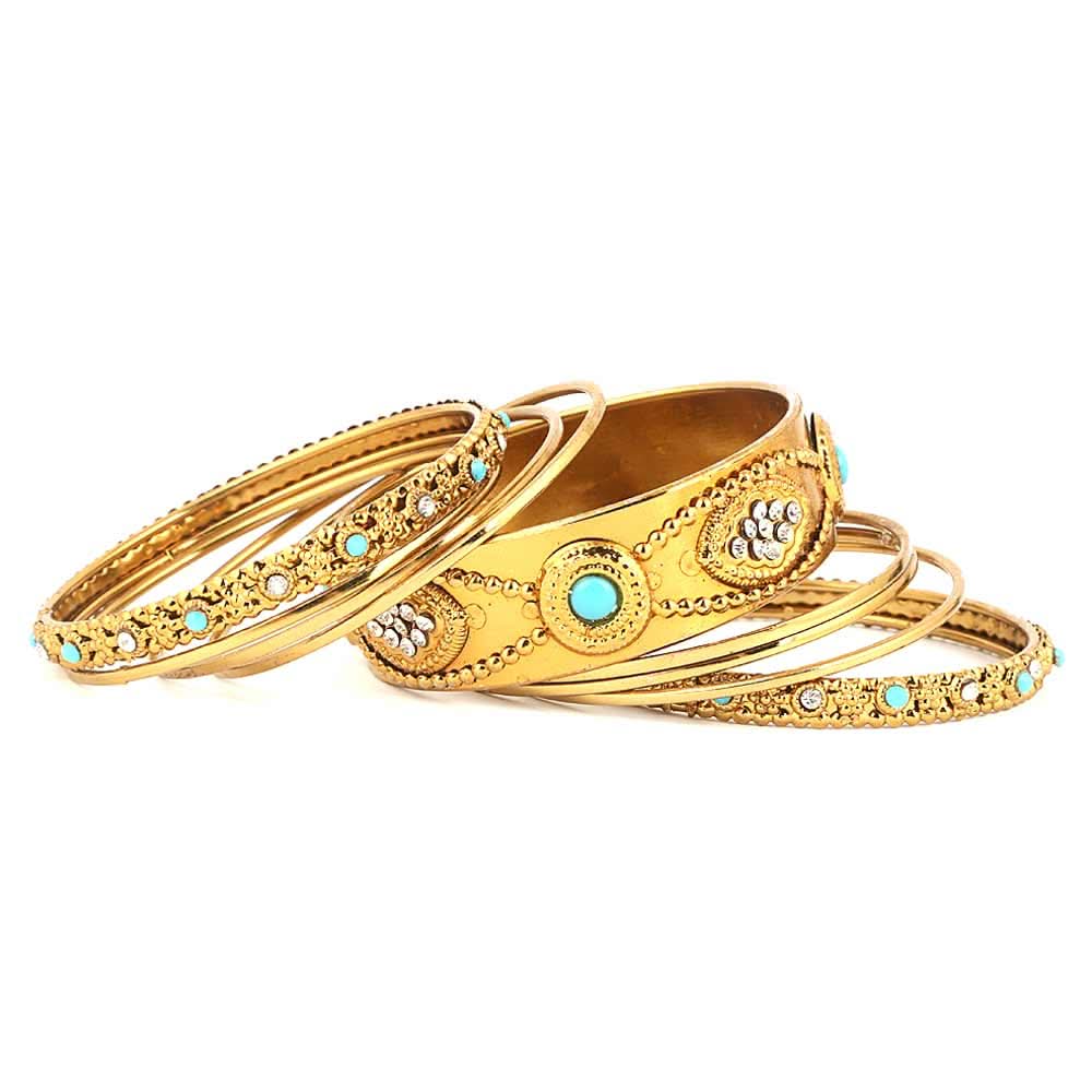 Women's Fancy Bangles 9 Pcs - Golden - test-store-for-chase-value