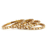 Girl's Fancy Bangles 4 Pcs - Golden - White - test-store-for-chase-value
