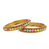 Women's Fancy Bangles 2 Pcs - Golden - test-store-for-chase-value