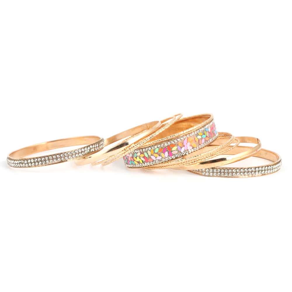 Women's Fancy Bangles 12 Pcs - Golden - test-store-for-chase-value