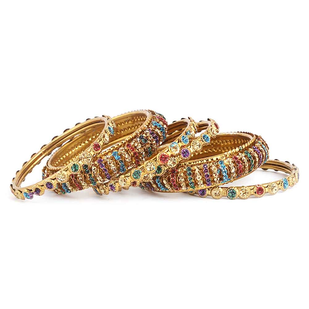 Women's Fancy Bangles 6 Pcs - Golden - test-store-for-chase-value