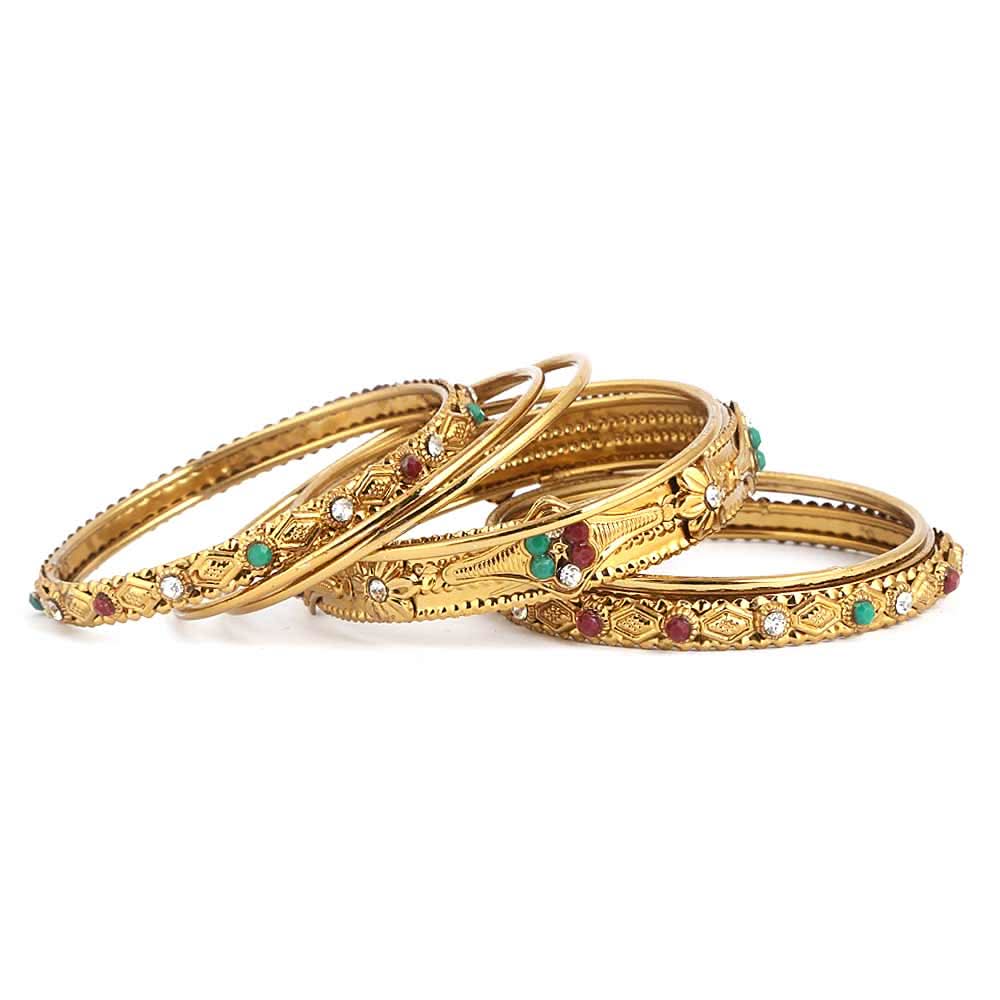 Women's Fancy Bangles 9 Pcs - Golden - test-store-for-chase-value