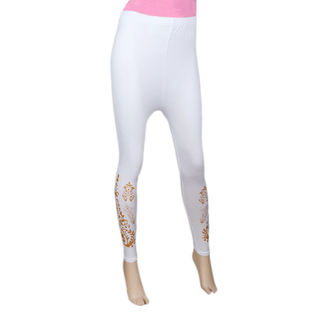 Women's Printed Tight- White, Women, Pants & Tights, Chase Value, Chase Value