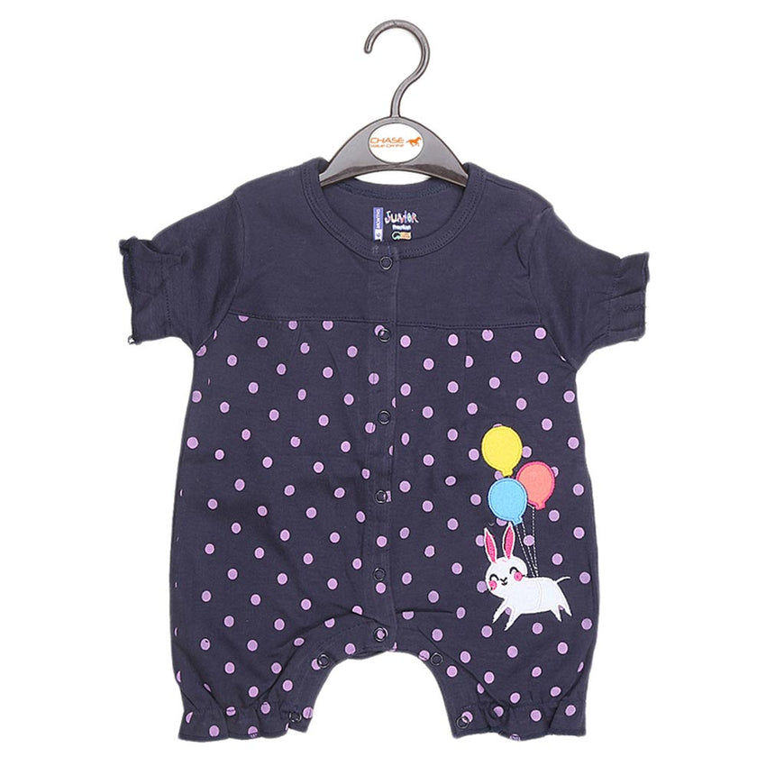 Newborn Girls Half Sleeves Romper - Navy Blue - test-store-for-chase-value