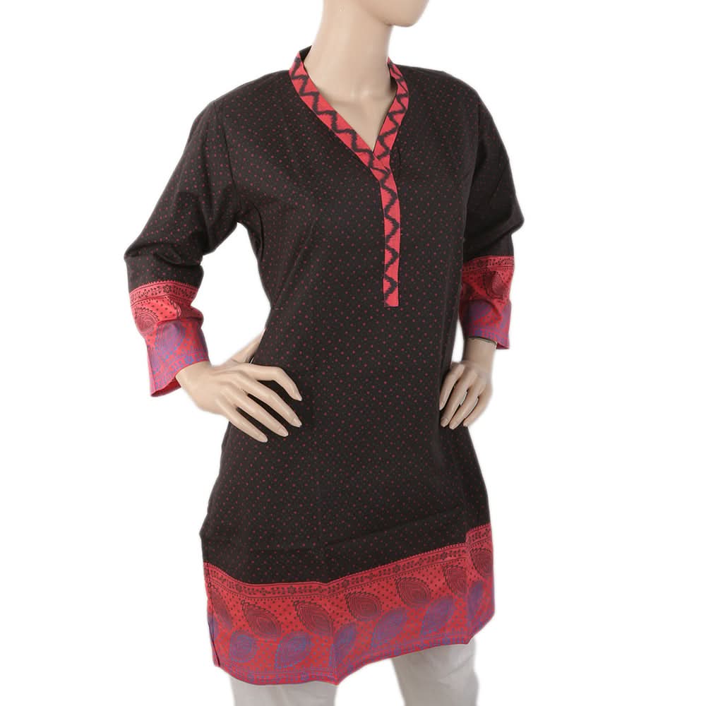 Women's Printed Cotton Kurti - Black, Women, Ready Kurtis, Chase Value, Chase Value