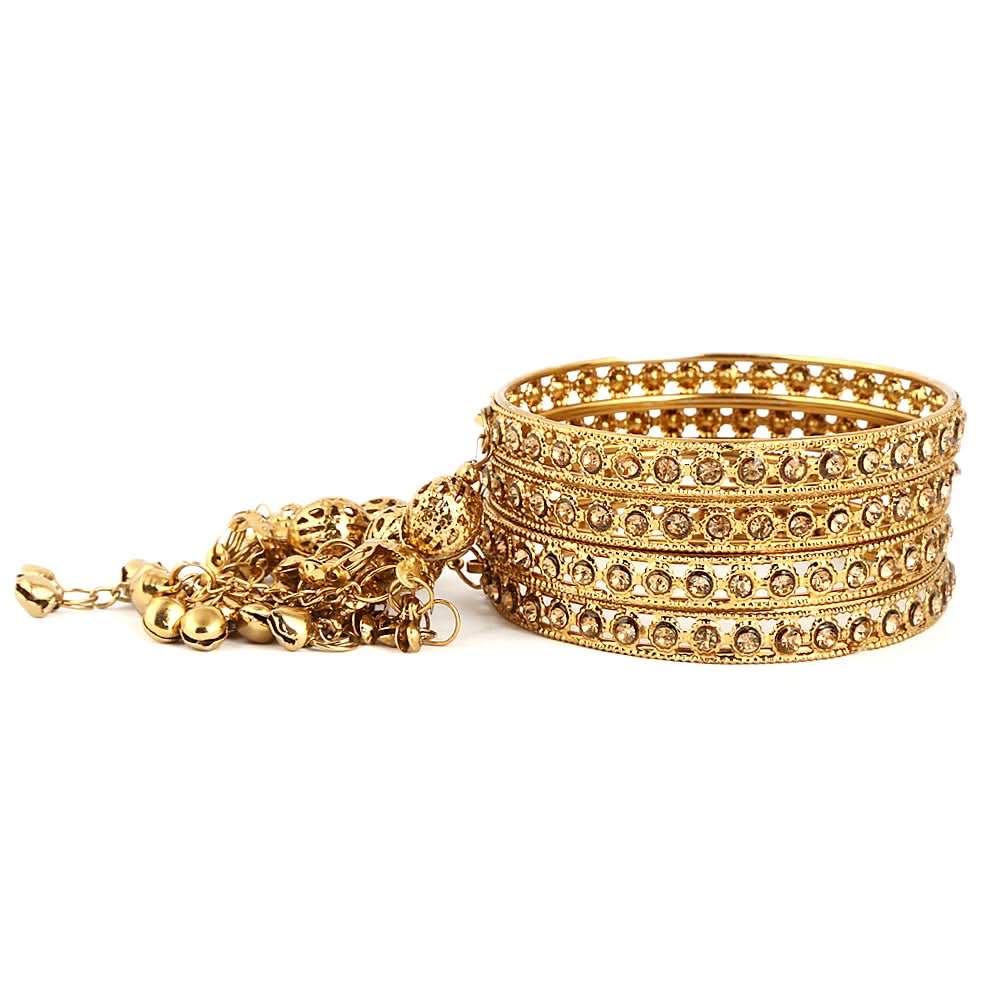 Women's Fancy Bangles 4 Pcs - Golden - test-store-for-chase-value