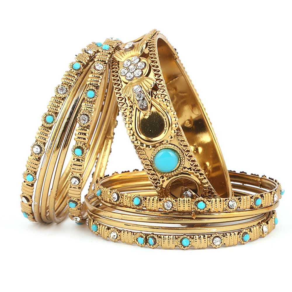 Women's Fancy Bangles 11 Pcs - Golden - test-store-for-chase-value