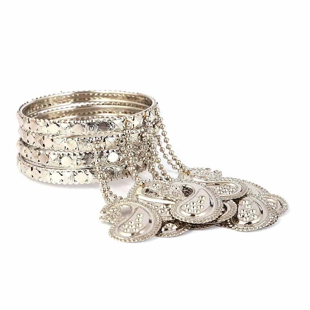 Women's Bangle 4 Pcs - Silver, Women, Bangles & Bracelets, Chase Value, Chase Value
