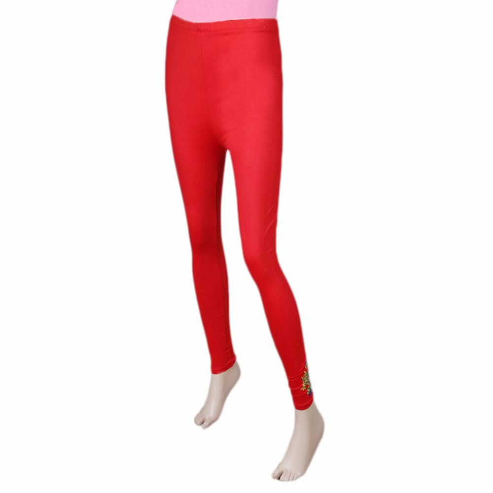 Women's Embroided Bottom Tight - Red, Women, Pants & Tights, Chase Value, Chase Value