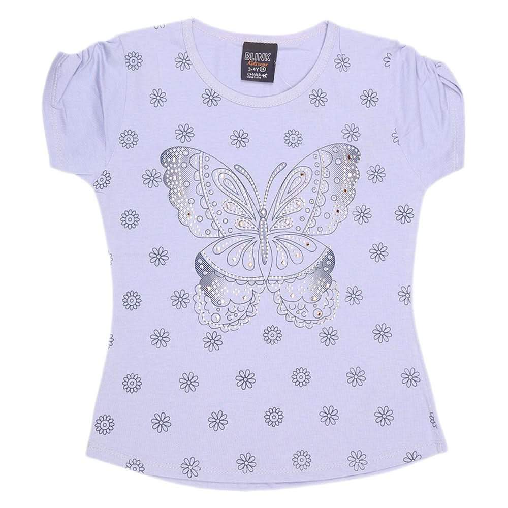 Girls Half Sleeve Fancy T-Shirt - Purple, Kids, Girls T-Shirts, Chase Value, Chase Value