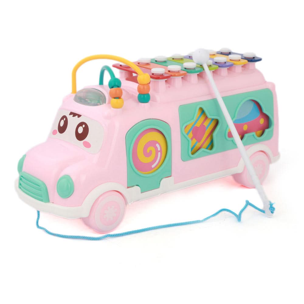 Happy Colorful Bus With Musical Instrument - Pink, Kids, Musical Toys, Chase Value, Chase Value