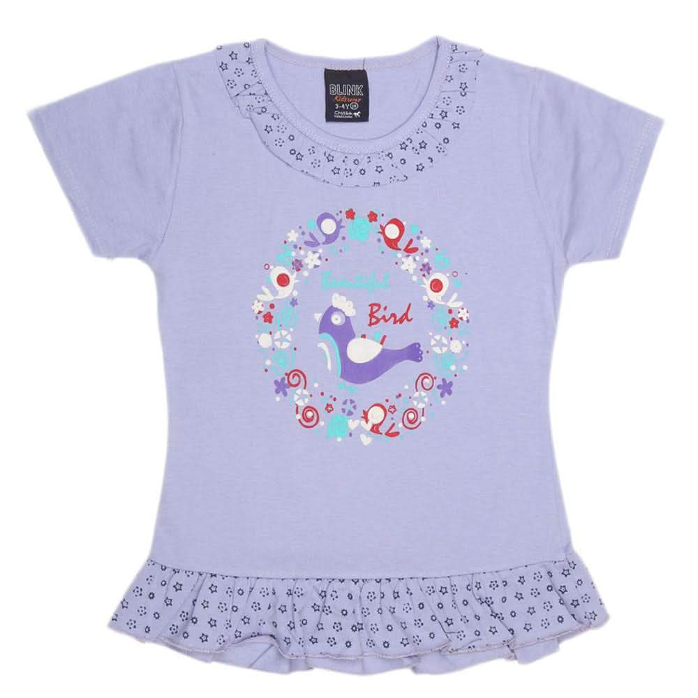 Girls Half Sleeve Printed T-Shirt - Purple, Kids, Girls T-Shirts, Chase Value, Chase Value