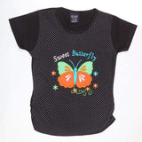 Girls Half Sleeve Embroidered T-Shirt - Black, Kids, Girls T-Shirts, Chase Value, Chase Value