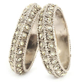 Women's Fancy Bangles 2 Pcs - Silver - test-store-for-chase-value