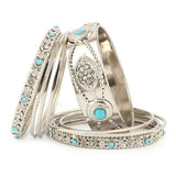Women's Fancy Bangles 9 Pcs - Silver - test-store-for-chase-value