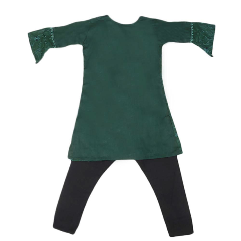 Girls Embroidered Cotton Suit 2 Pcs - Green, Kids, Girls Sets And Suits, Chase Value, Chase Value