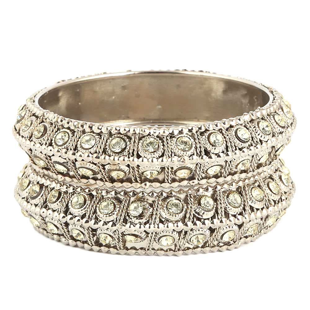 Women's Fancy Bangles 2 Pcs - Silver - test-store-for-chase-value
