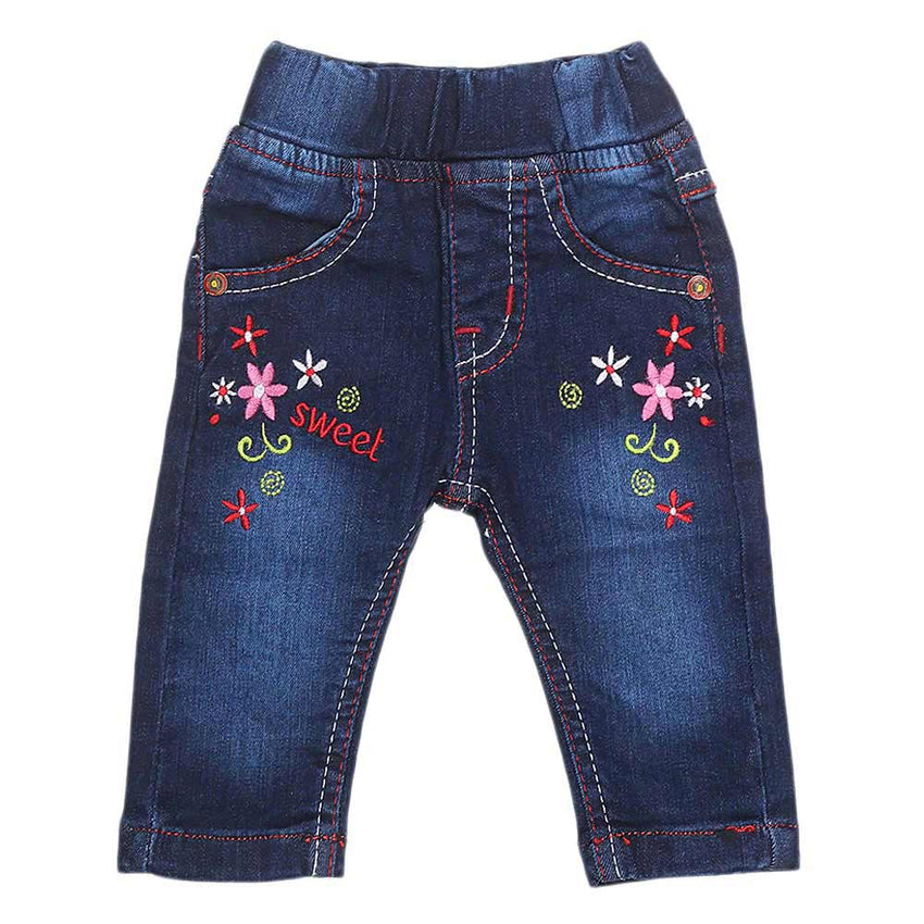 Newborn Girls Denim Pant - Dark Blue - test-store-for-chase-value