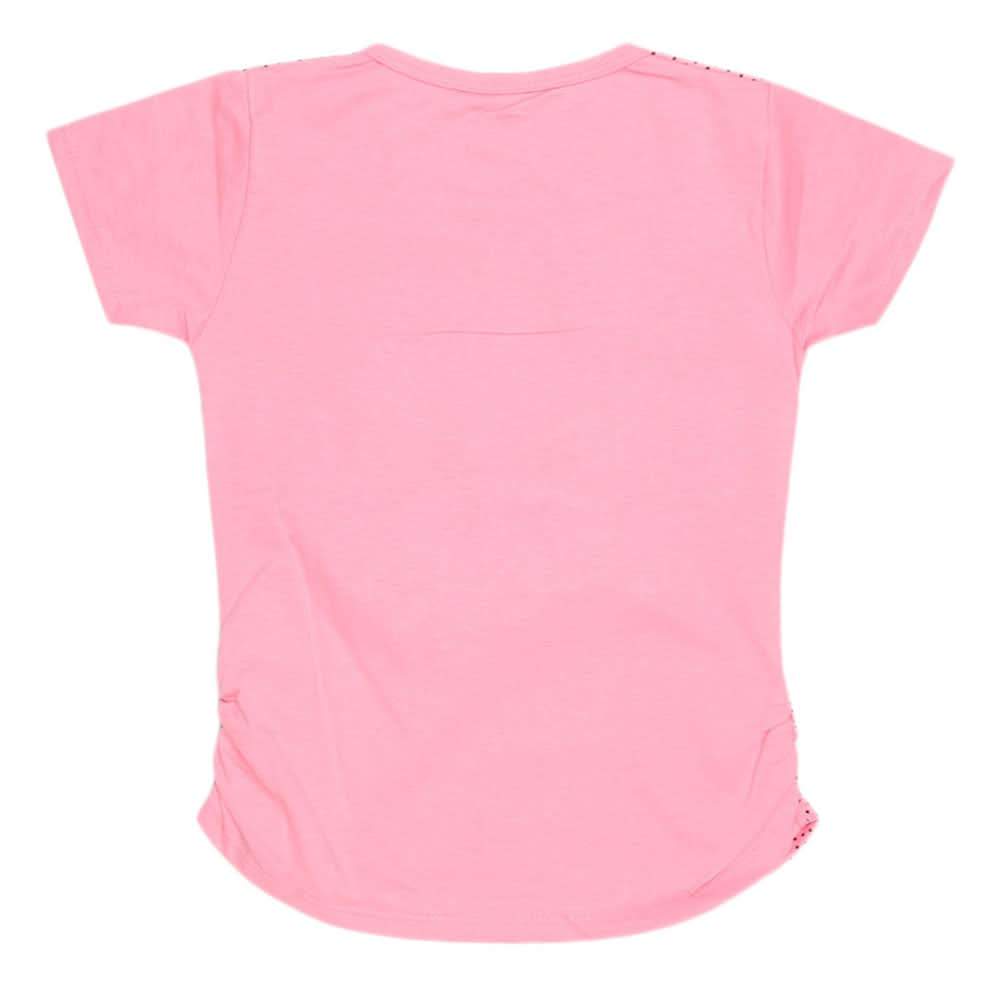 Girls Half Sleeve Embroidered T-Shirt - Pink, Kids, Girls T-Shirts, Chase Value, Chase Value