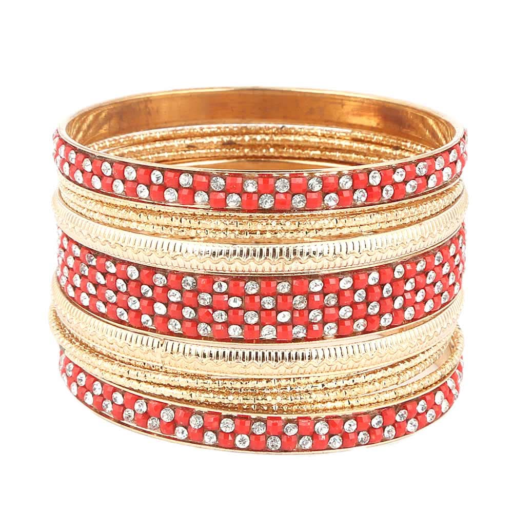 Women's Fancy Bangles 13 Pcs - Red - test-store-for-chase-value