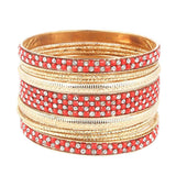 Women's Fancy Bangles 13 Pcs - Red - test-store-for-chase-value