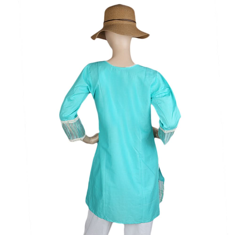 Women's Embroidered Kurti - Cyan, Women, Ready Kurtis, Chase Value, Chase Value