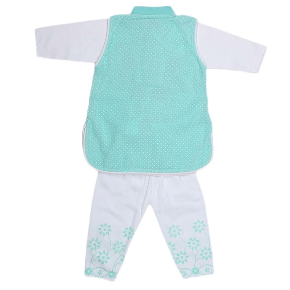 Girls Embroidered Cotton Suit 2 Pcs - Cyan, Kids, Girls Sets And Suits, Chase Value, Chase Value