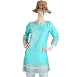 Women's Embroidered Kurti - Cyan, Women, Ready Kurtis, Chase Value, Chase Value