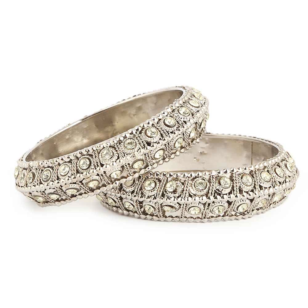 Women's Fancy Bangles 2 Pcs - Silver - test-store-for-chase-value