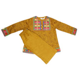 Girls Embroidered Cotton Suit 2 Pcs - Mustard, Kids, Girls Sets And Suits, Chase Value, Chase Value