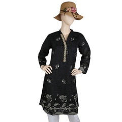 Women's Fancy Embroidered Kurti - Black, Women, Ready Kurtis, Chase Value, Chase Value