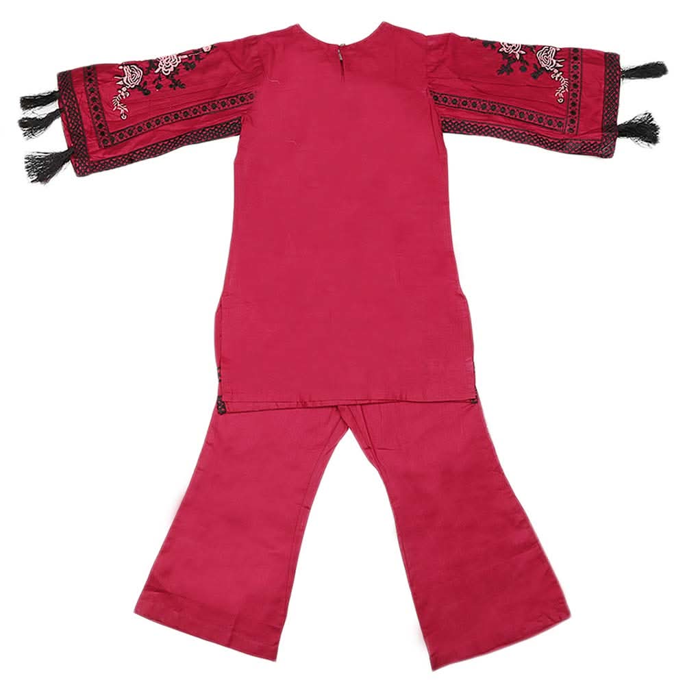 Girls Embroidered Cotton Suit 3 Pcs - Maroon, Kids, Girls Sets And Suits, Chase Value, Chase Value