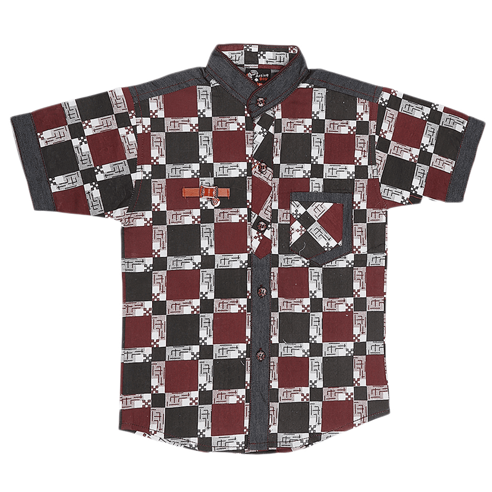 Boys Casual Shirt - Maroon - test-store-for-chase-value