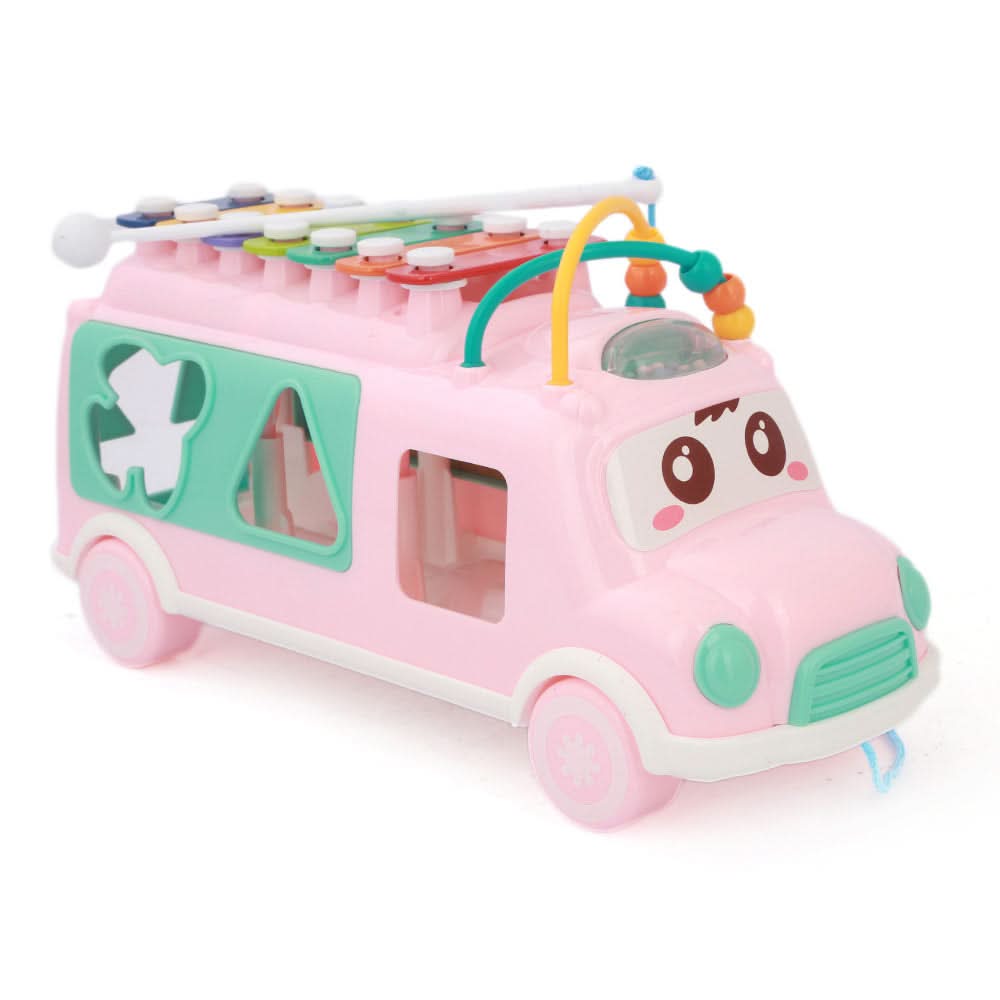 Happy Colorful Bus With Musical Instrument - Pink, Kids, Musical Toys, Chase Value, Chase Value
