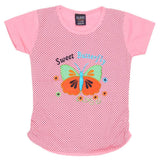 Girls Half Sleeve Embroidered T-Shirt - Pink, Kids, Girls T-Shirts, Chase Value, Chase Value