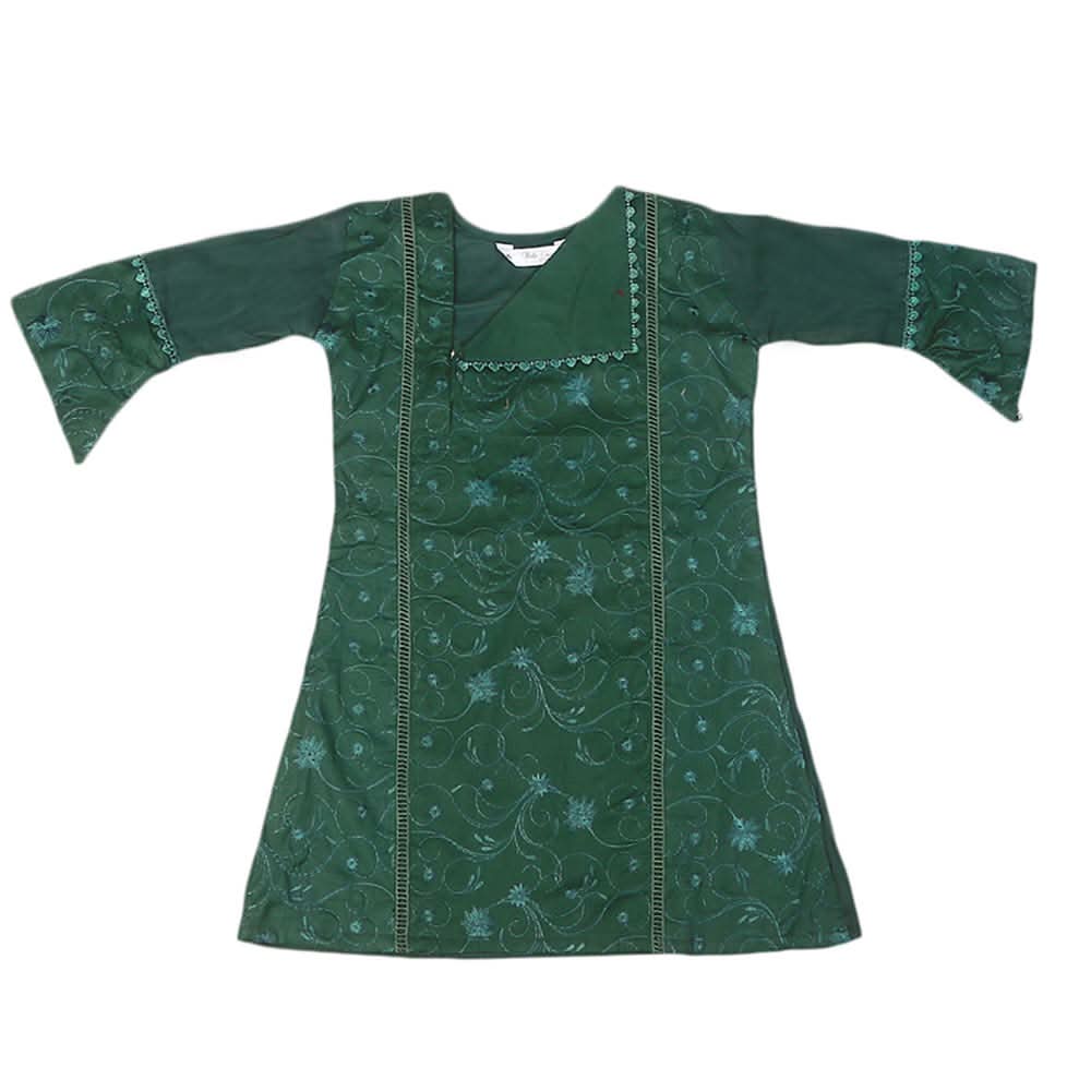 Girls Embroidered Cotton Suit 2 Pcs - Green, Kids, Girls Sets And Suits, Chase Value, Chase Value