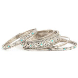 Women's Fancy Bangles 7 Pcs - Silver - test-store-for-chase-value