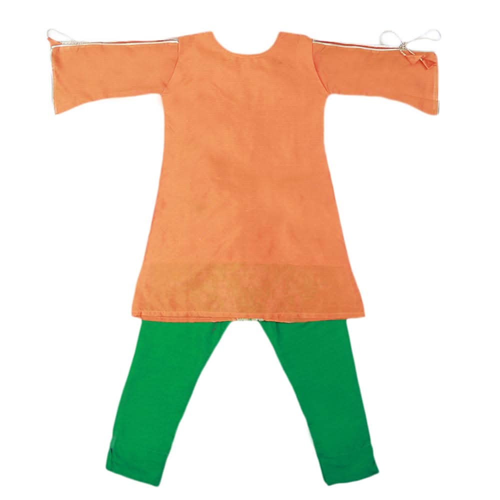 Girls Embroidered Masuri Suit 3 Pcs - Orange, Kids, Girls Sets And Suits, Chase Value, Chase Value