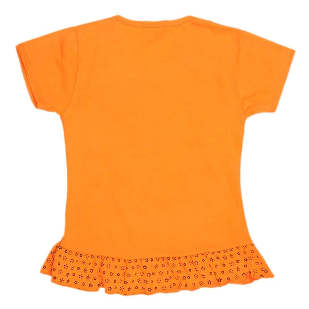 Girls Half Sleeve Printed T-Shirt - Orange, Kids, Girls T-Shirts, Chase Value, Chase Value