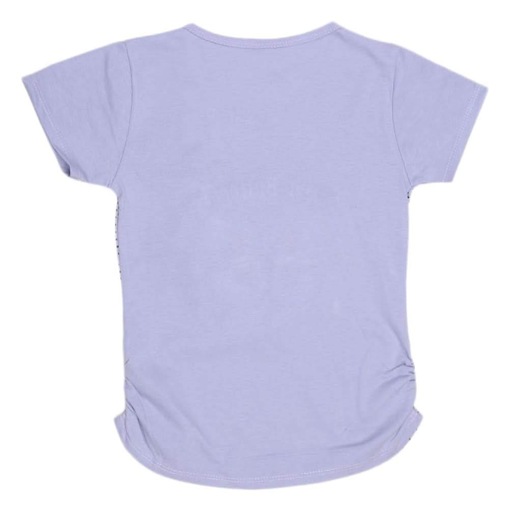 Girls Half Sleeve Embroidered T-Shirt - Purple, Kids, Girls T-Shirts, Chase Value, Chase Value