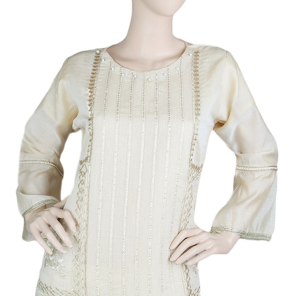 Women's Fancy Embroidered Kurti - Fawn, Women, Ready Kurtis, Chase Value, Chase Value
